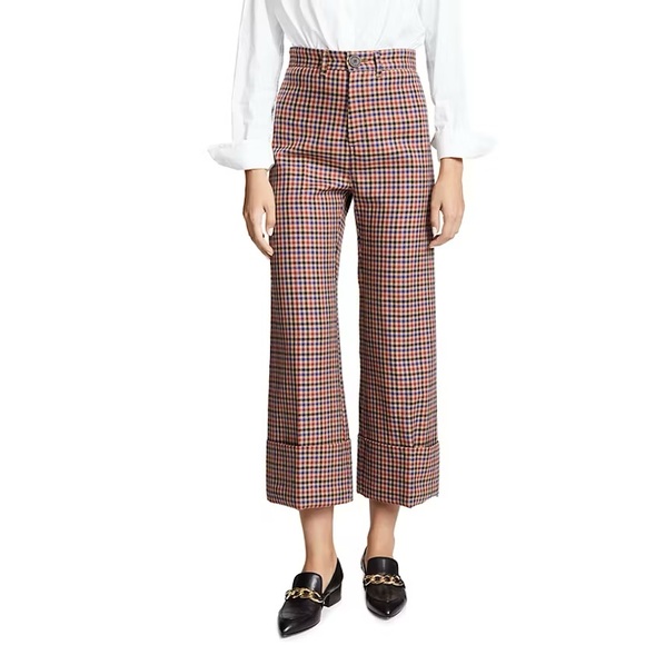 SEA NY Plaid Petra Cuffed High Waist Crop Pant*